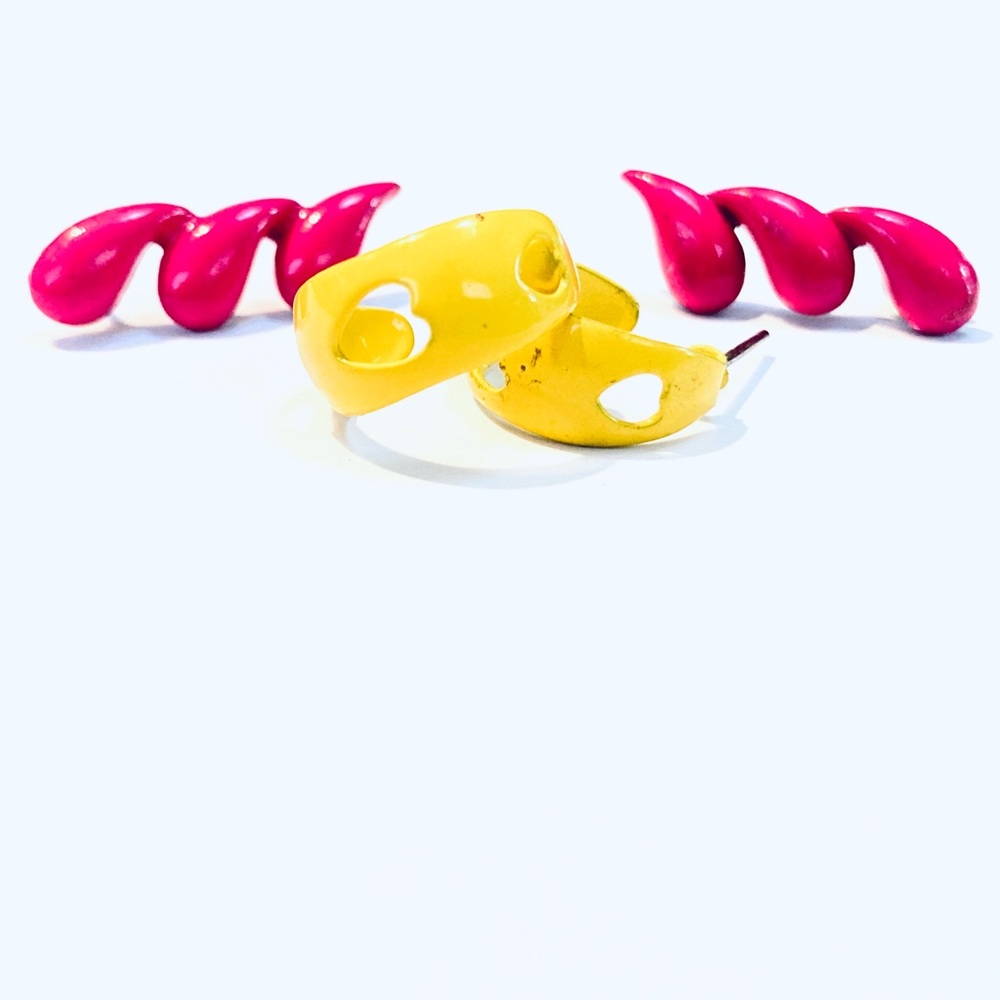 Vintage 1980’s cute & colorful heart earrings set